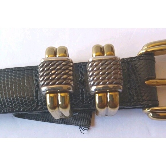 Brighton Classics Black Snake Print Leather Belt Gold Silver Buckle Medium 30 main image 6